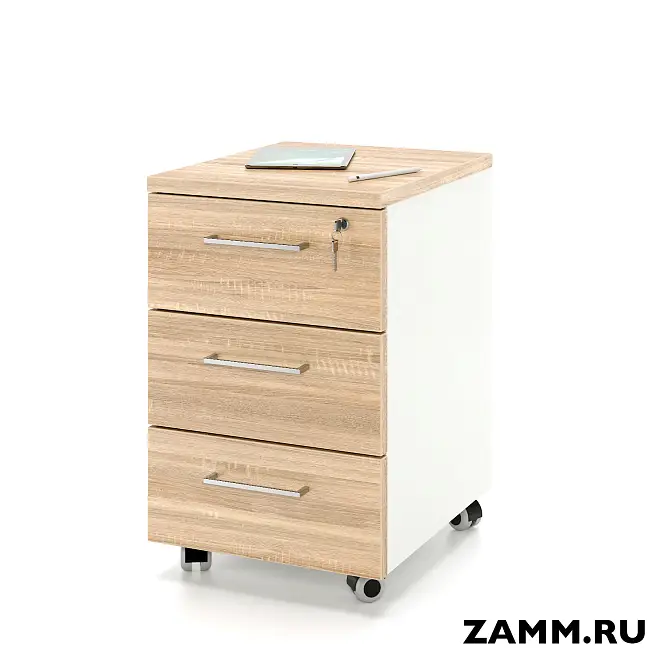 Тумба мобильная ZAMM. 3 ящика с центральным замком (Ш:410, Г:500, В:613)