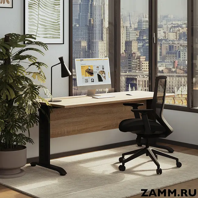 Стол Альфа 2 Классика ЛДСП (Тип 3) с пропусками, кабель-каналом (Д-041)