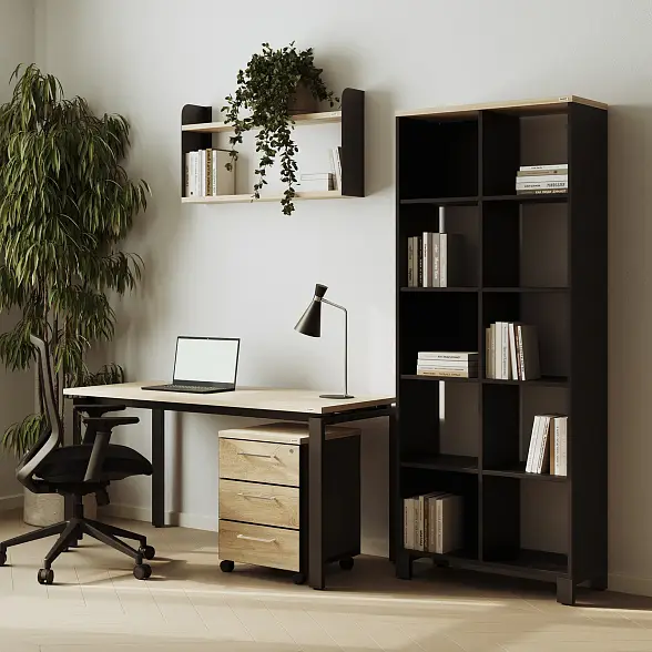 Стеллажная система MIX 4x4 ZAMM. На металлокаркасе (Ш:1494, Г:370, В:1617) 