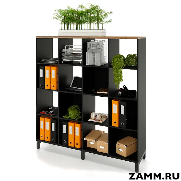 Стеллажная система MIX 4x4 ZAMM. На металлокаркасе (Ш:1494, Г:370, В:1617)