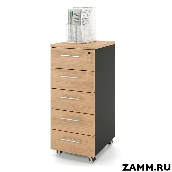 Тумба мобильная ZAMM. 5 ящиков с центральным замком (Ш:410, Г:500, В:958)