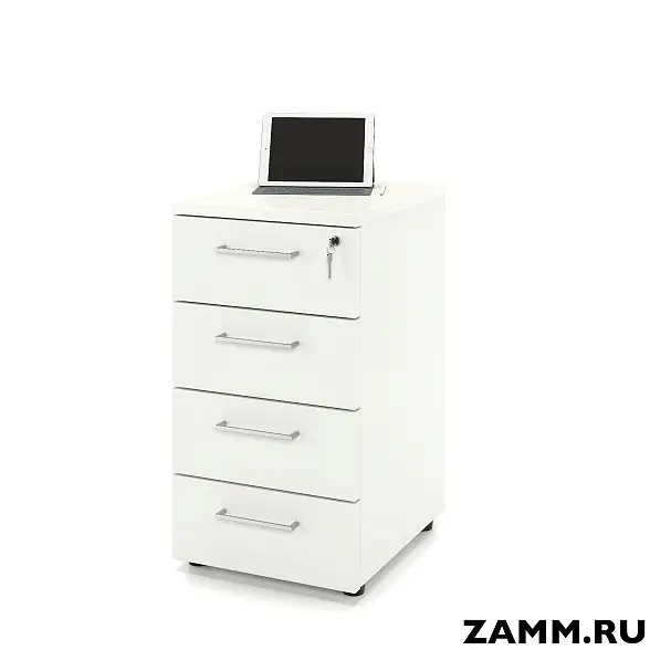 Тумба приставная ZAMM. 4 ящика с центральным замком 500 (Ш:410, Г:500, В:613)