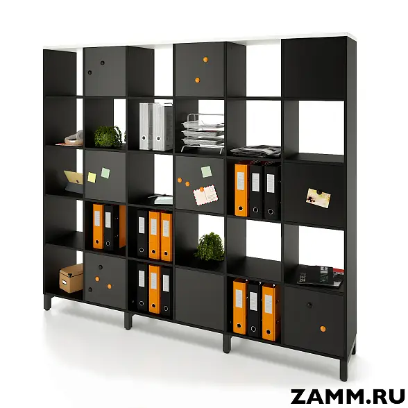 Стеллажная система MIX 5x6 ZAMM. На металлокаркасе (Ш:2230, Г:370, В:1982) 