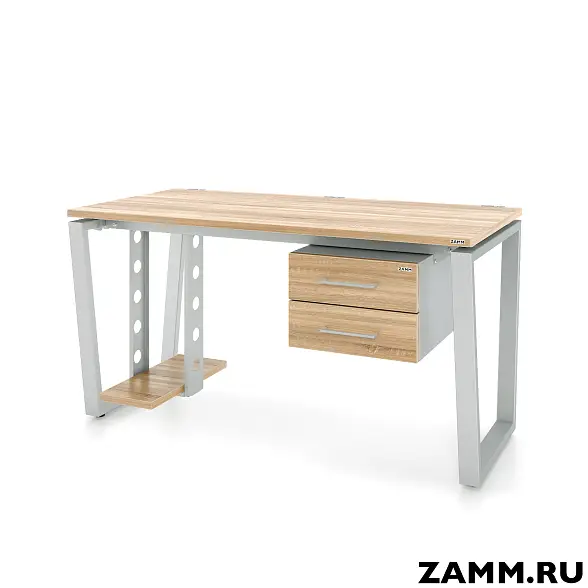 Стол Ирис ТР 2 ящика (Тип 4) с пропусками, кабель-каналом (Д-041)., под. сист. блока (Д-044)