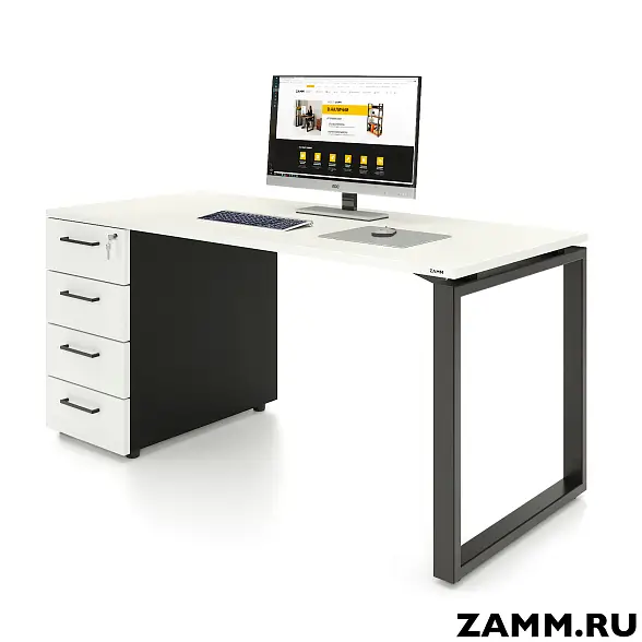 Стол письменный Зета Т4 с тумбой 4 ящика (Тип 1) без аксессуаров