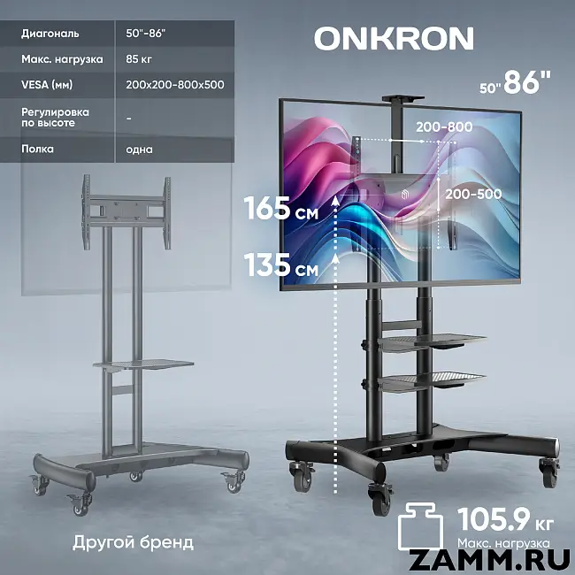Мобильная стойка для ТВ ONKRON TS1881 50"-86"