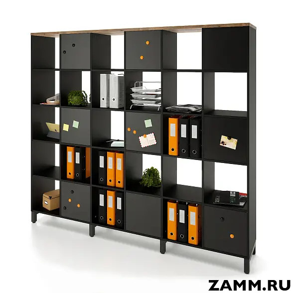 Стеллажная система MIX 5x6 ZAMM. На металлокаркасе (Ш:2230, Г:370, В:1982) 