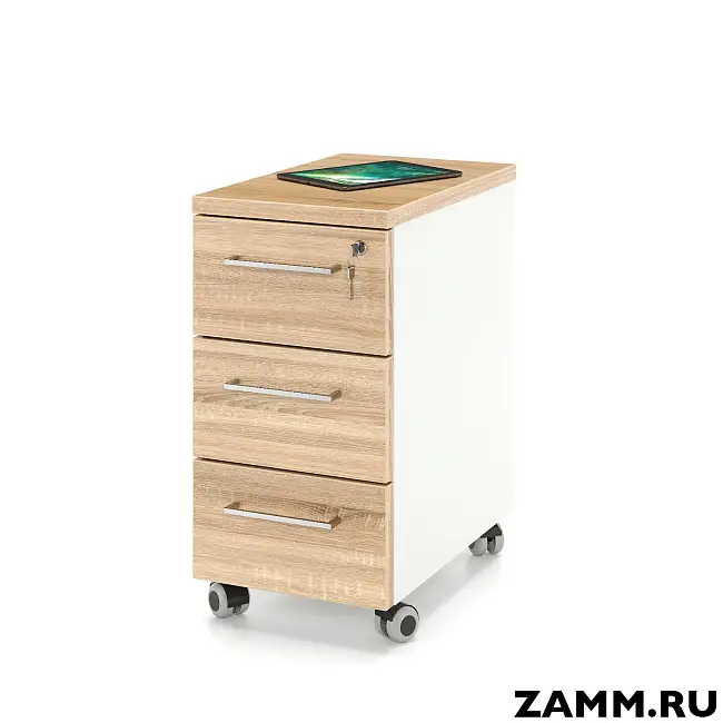 Тумба мобильная ZAMM. 3 ящика с центральным замком (Ш:310, Г:500, В:612)